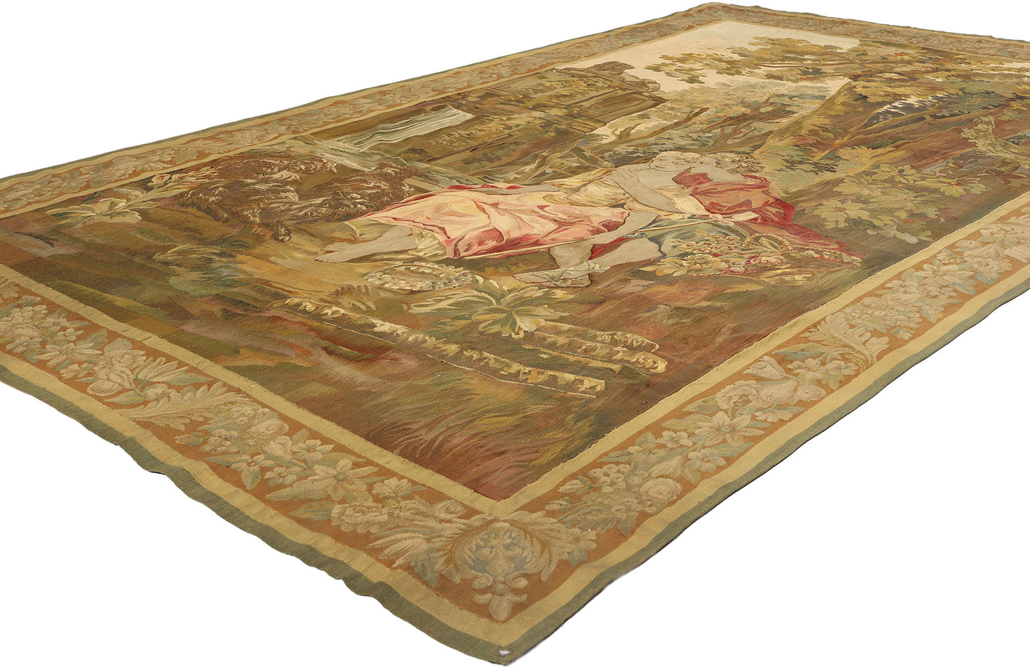 6 x 10 Antique French Aubusson Tapestry 77225
