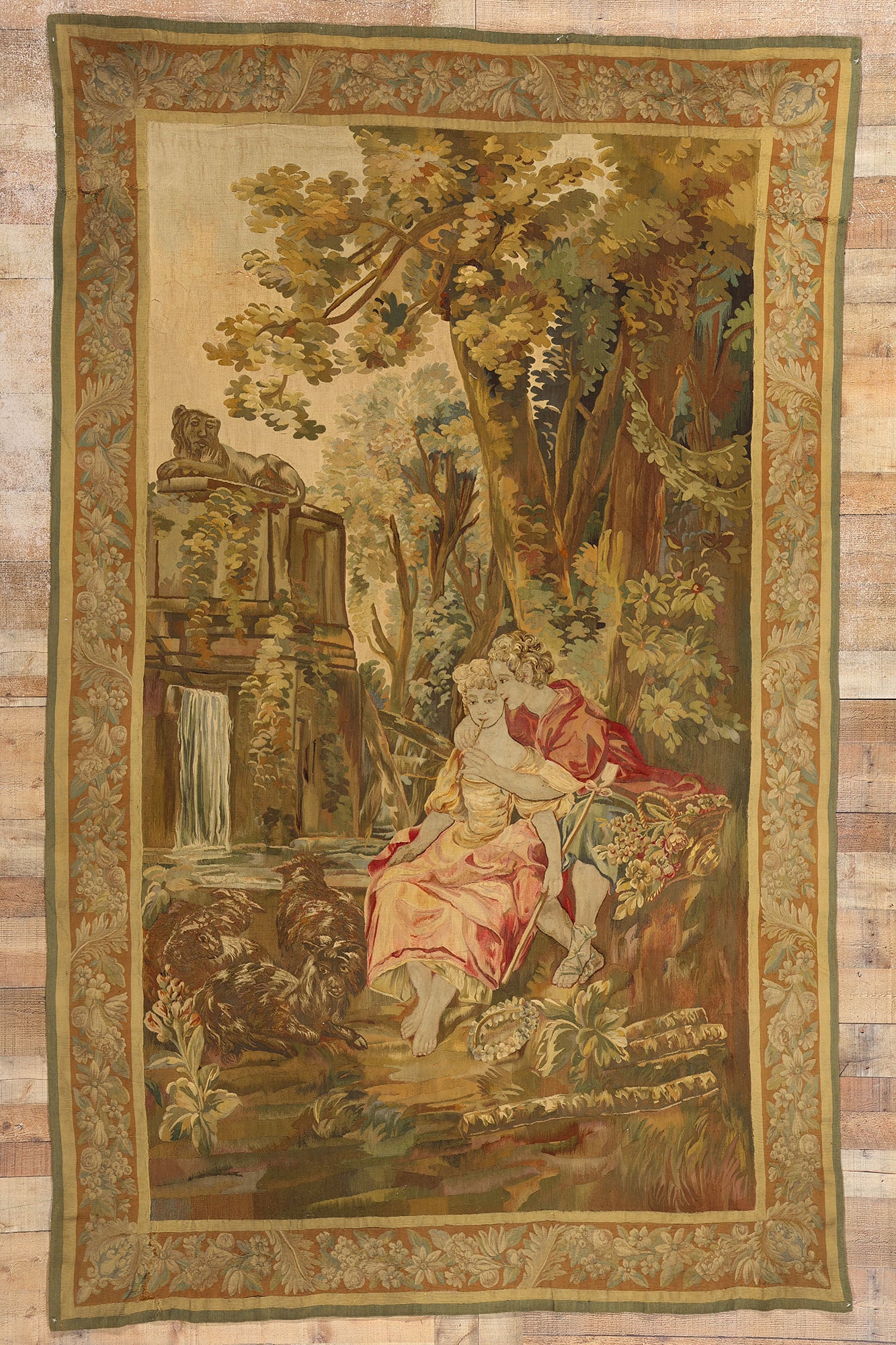 6 x 10 Antique French Aubusson Tapestry 77225