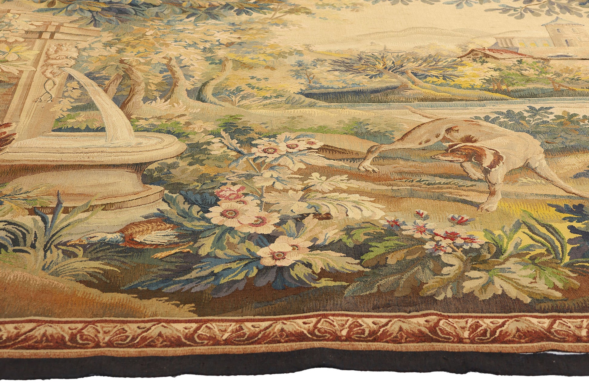 7 x 10 Antique French Aubusson Verdure Tapestry 78831