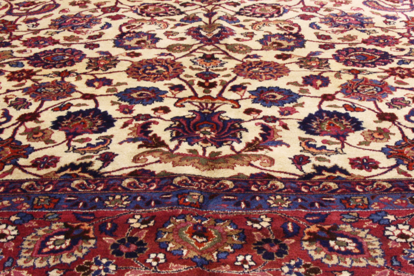 10 x 14 Antique Ivory Persian Mashhad Rug 74041