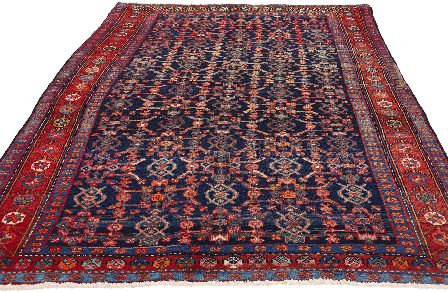 5 x 7 Antique Navy Blue Persian Kurdish Rug 61167