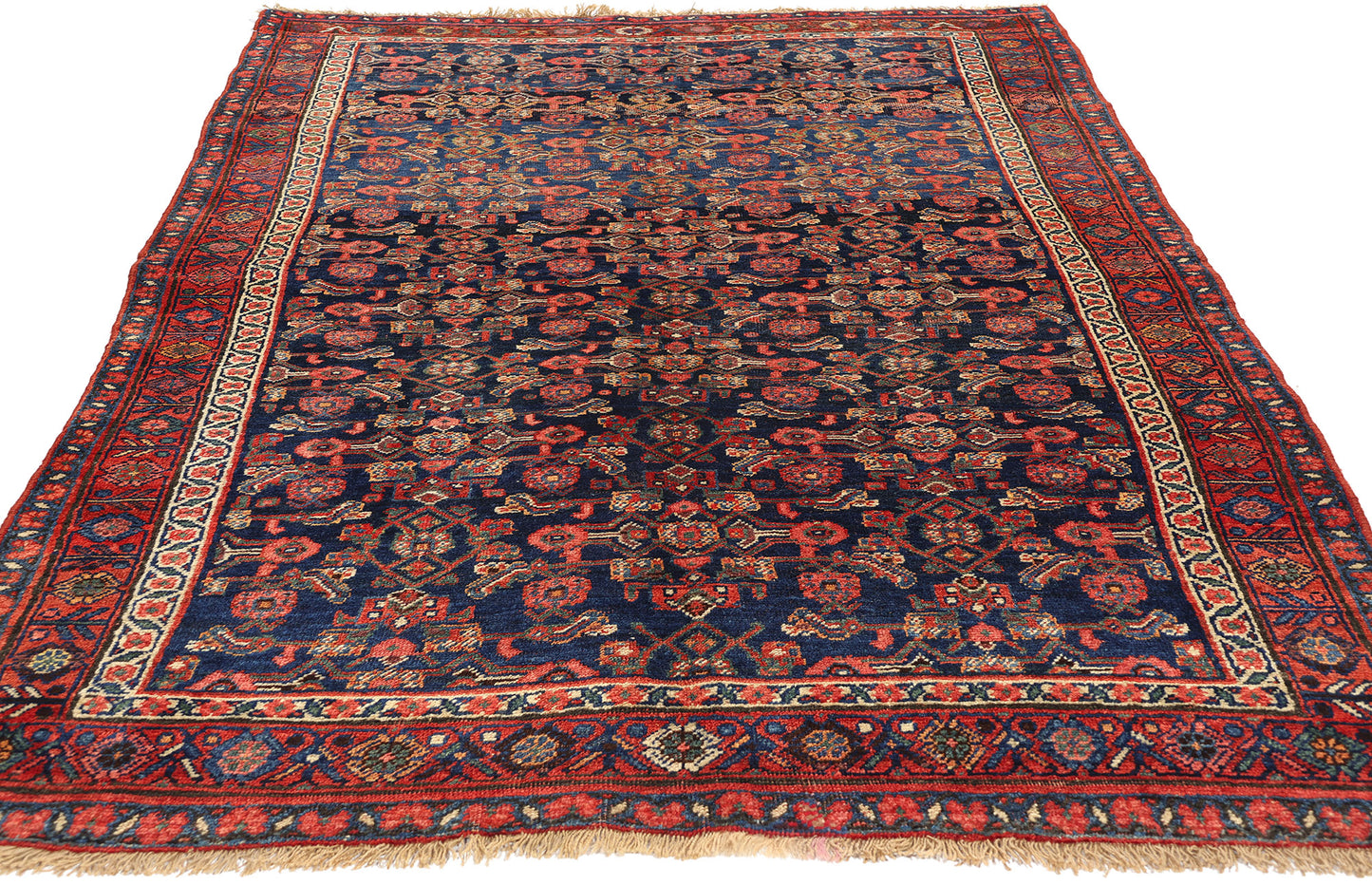 4 x 7 Antique Navy Blue Persian Bijar Rug 60891