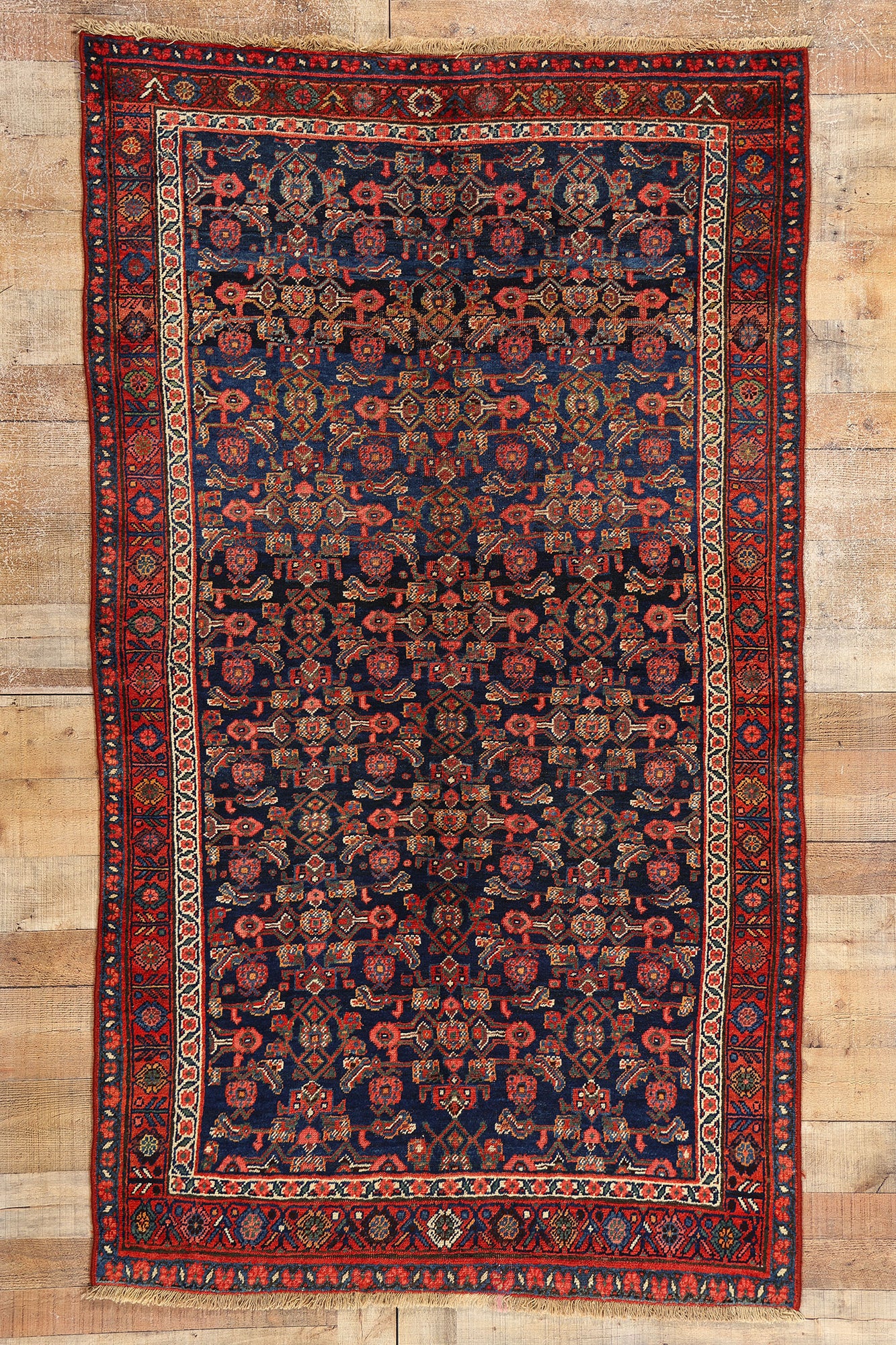 4 x 7 Antique Navy Blue Persian Bijar Rug 60891