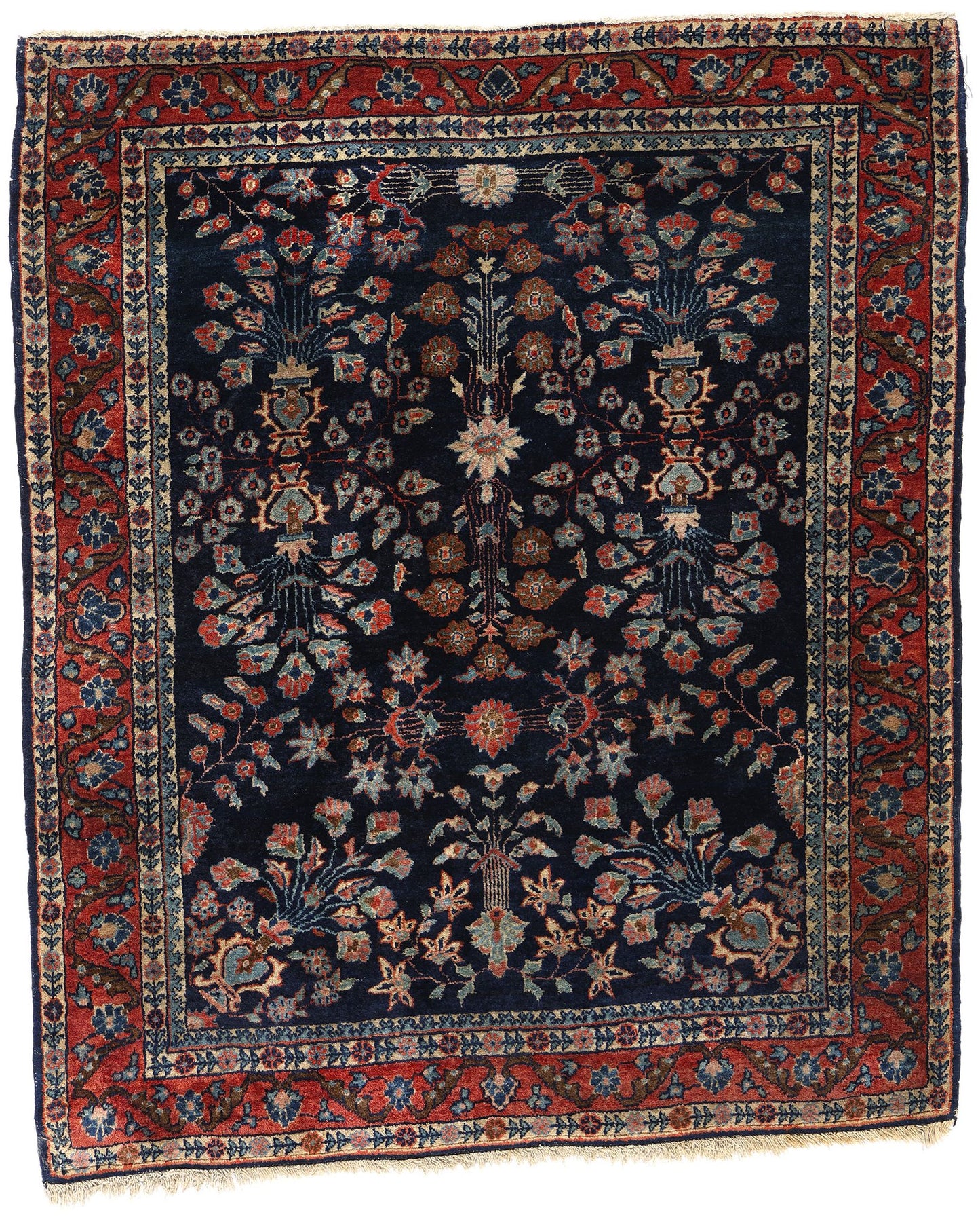 3 x 4 Antique Navy Blue Persian Mohajeran Sarouk Rug 78763