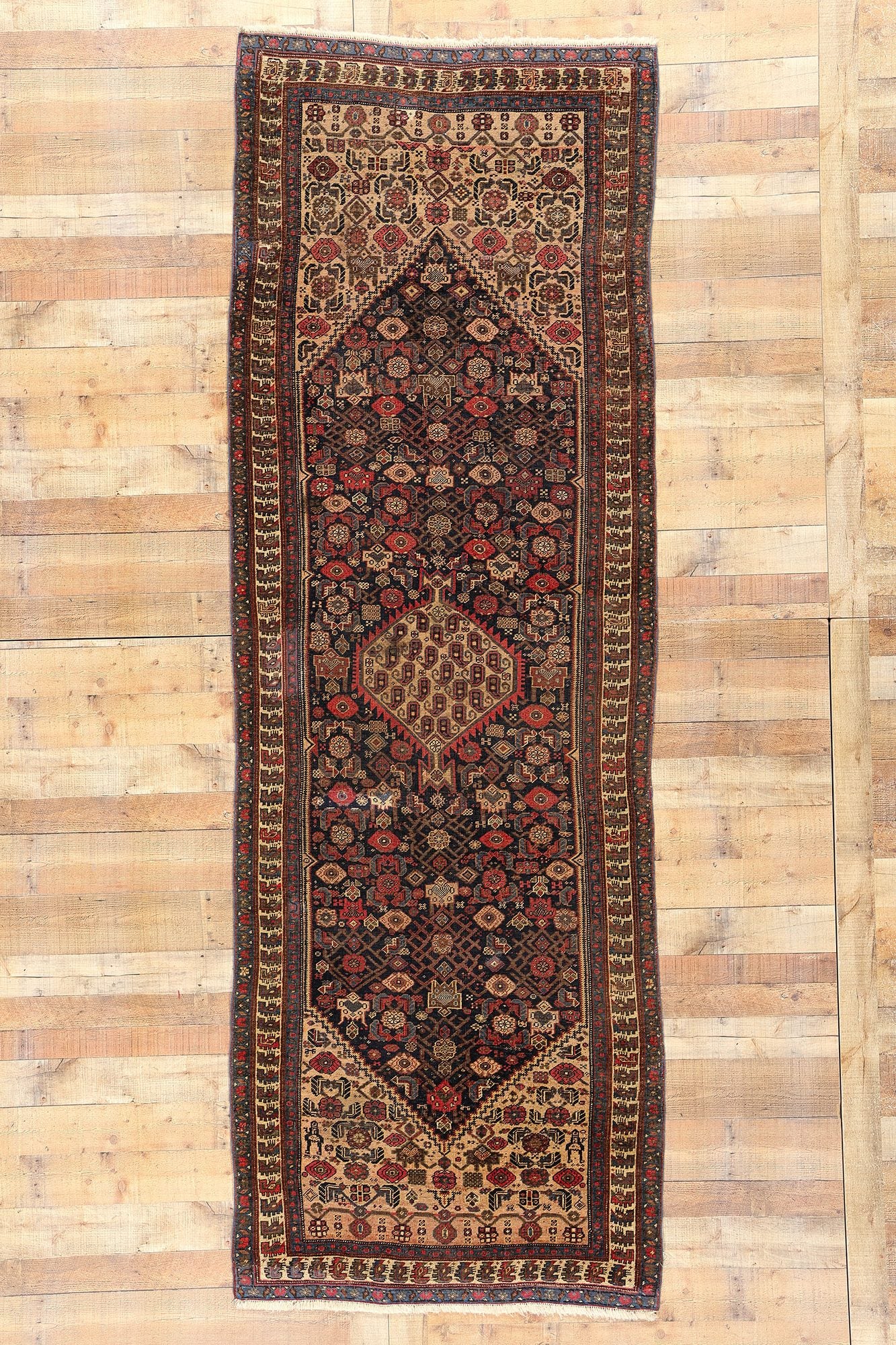 4 x 11 Antique Persian Bijar Rug 78754