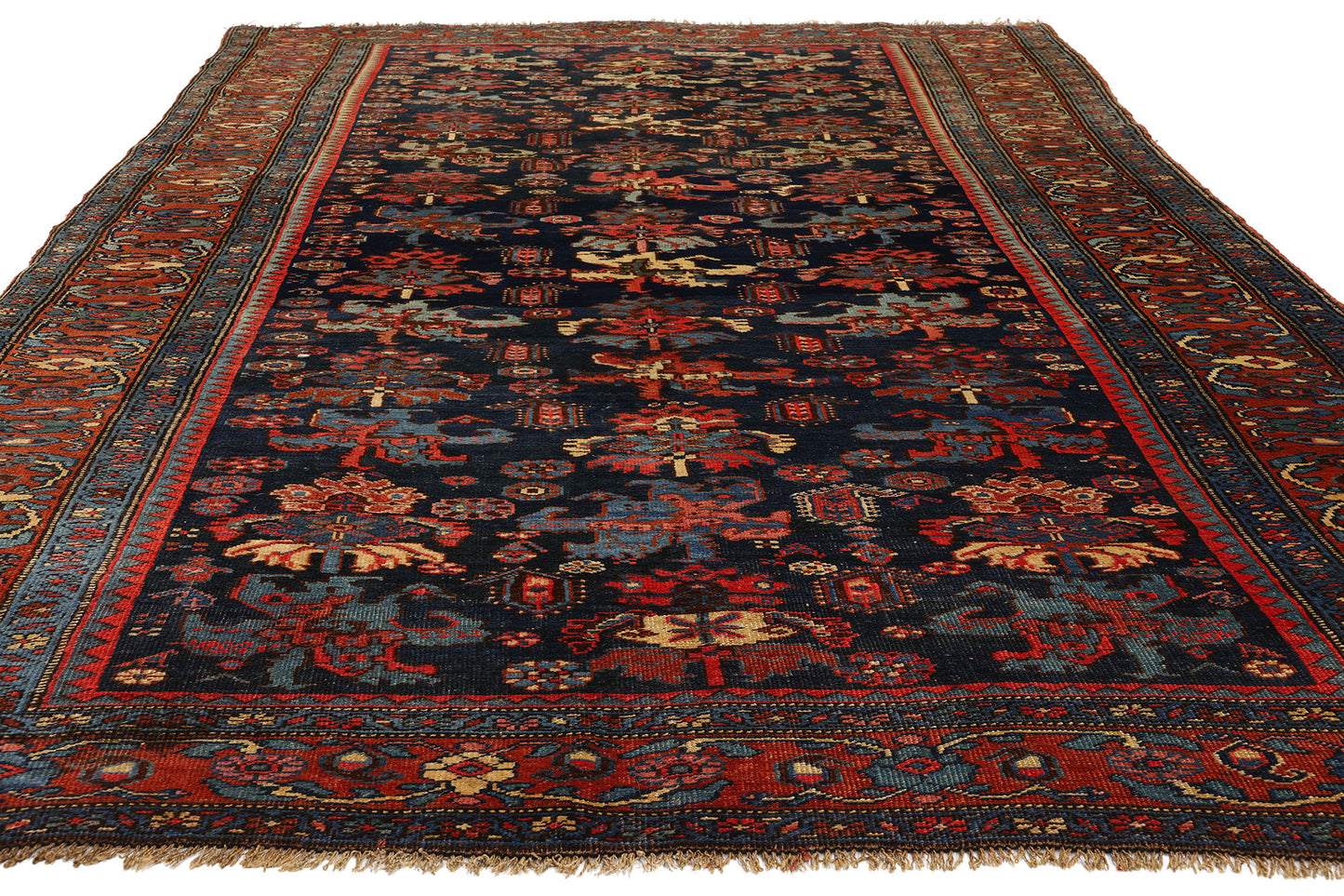 5 x 10 Antique Navy Blue Persian Bijar Rug 76771