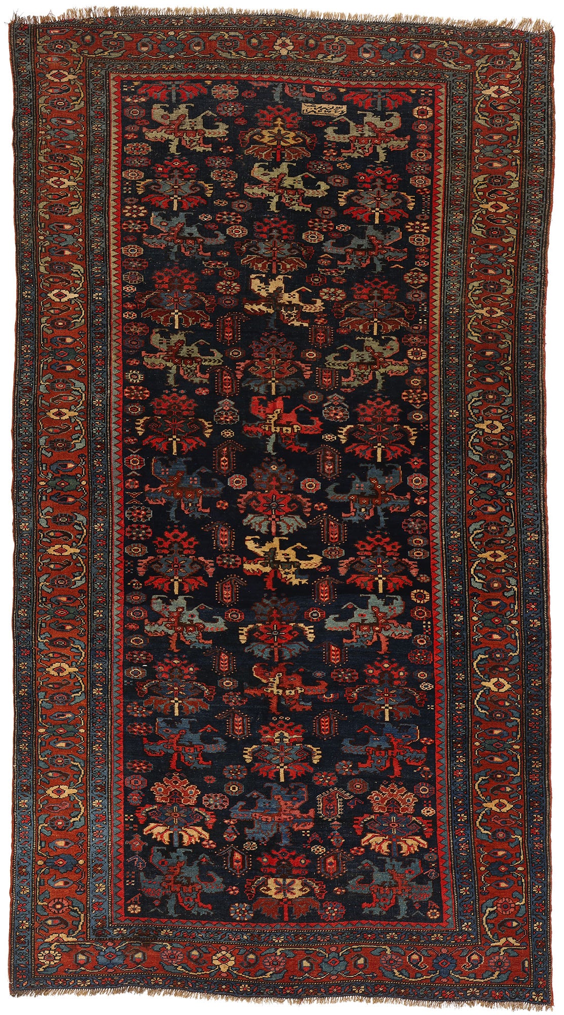 5 x 10 Antique Navy Blue Persian Bijar Rug 76771