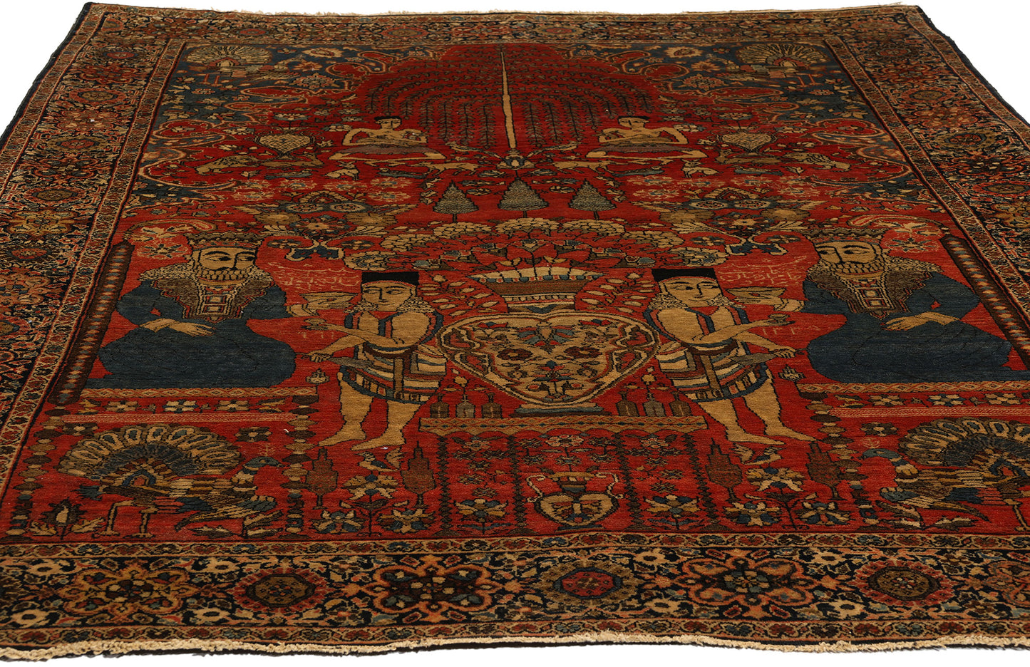 4 x 6 Antique Persian Farahan Pictorial Rug 78724