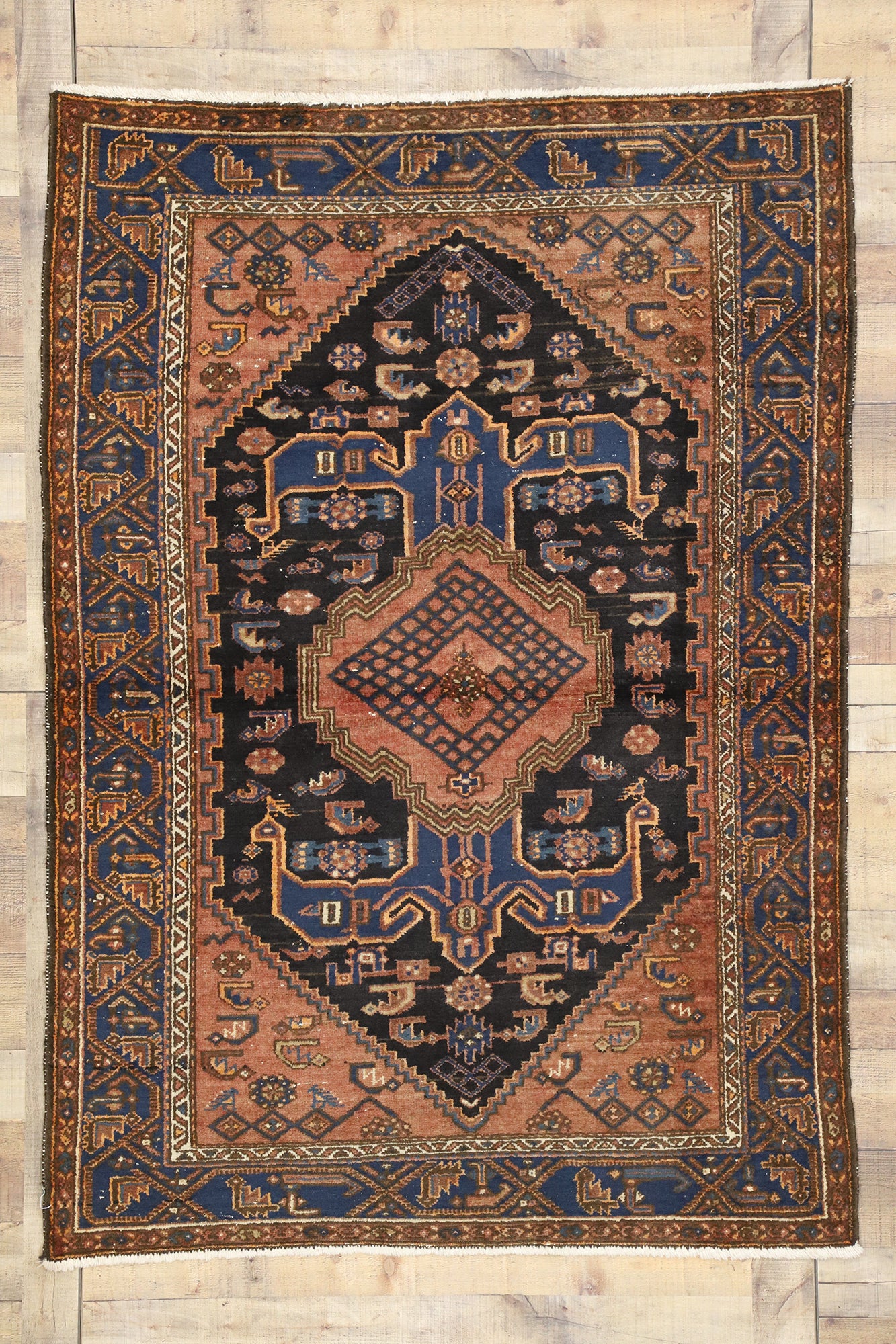 5 x 6 Antique Persian Hamadan Rug 20444