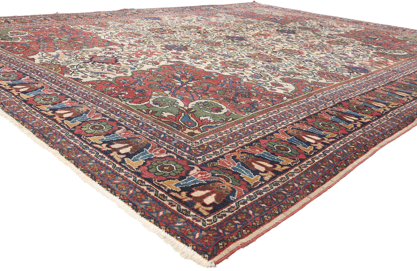 10 x 13 Antique Persian Ivory Mahal Rug 78656