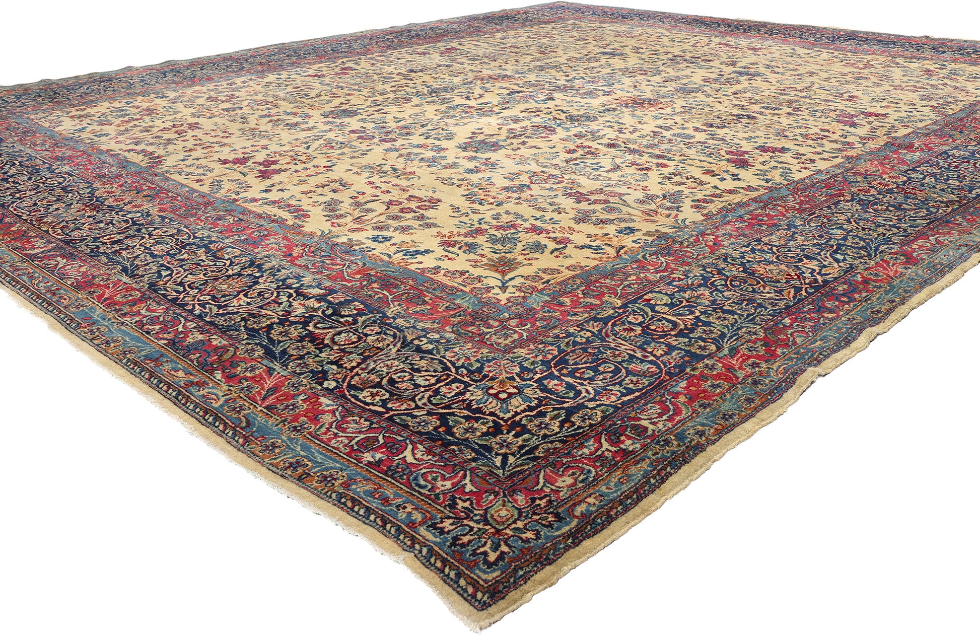 13 x 15 Antique Persian Kerman Rug 77377