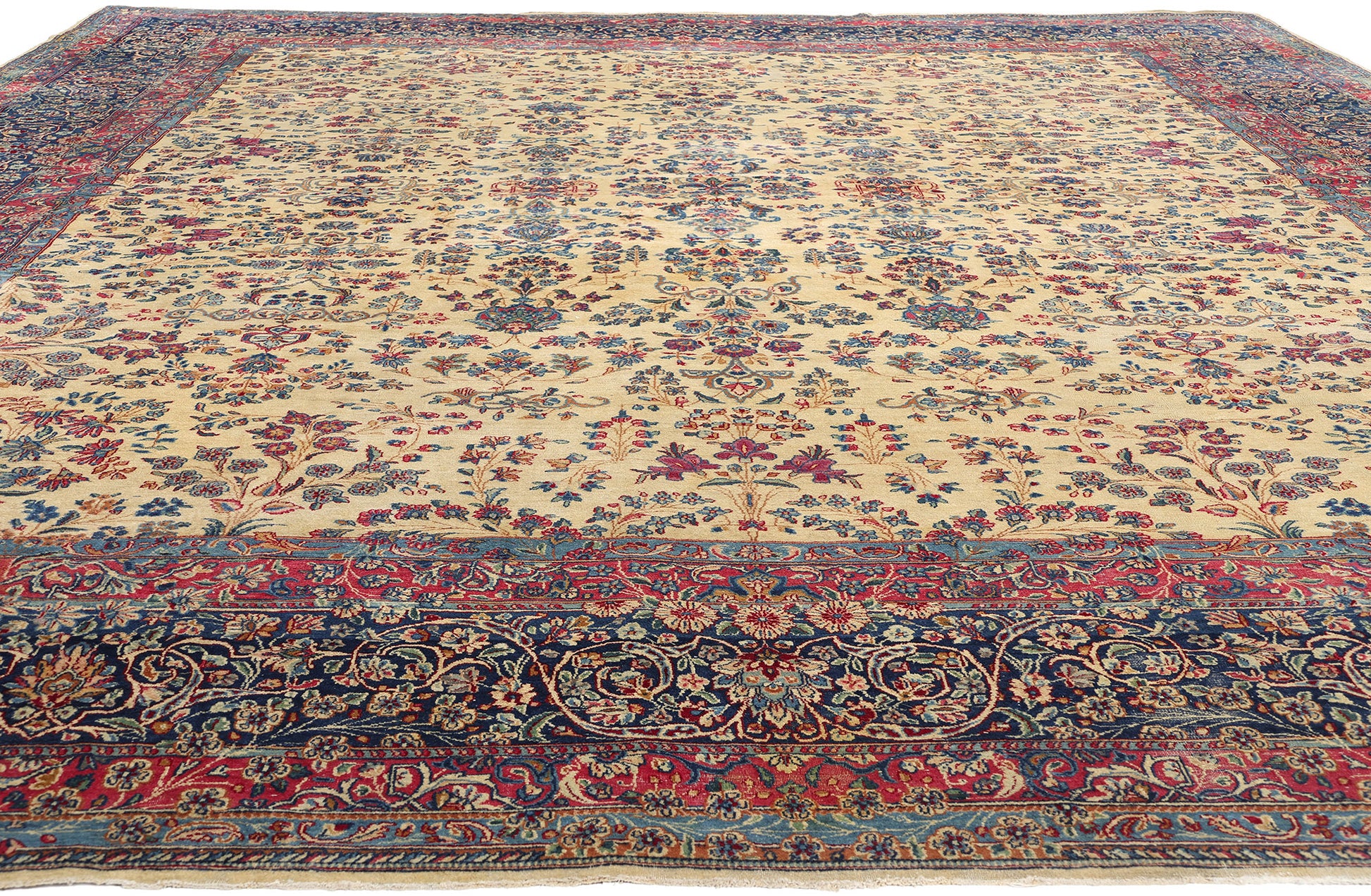 13 x 15 Antique Persian Kerman Rug 77377