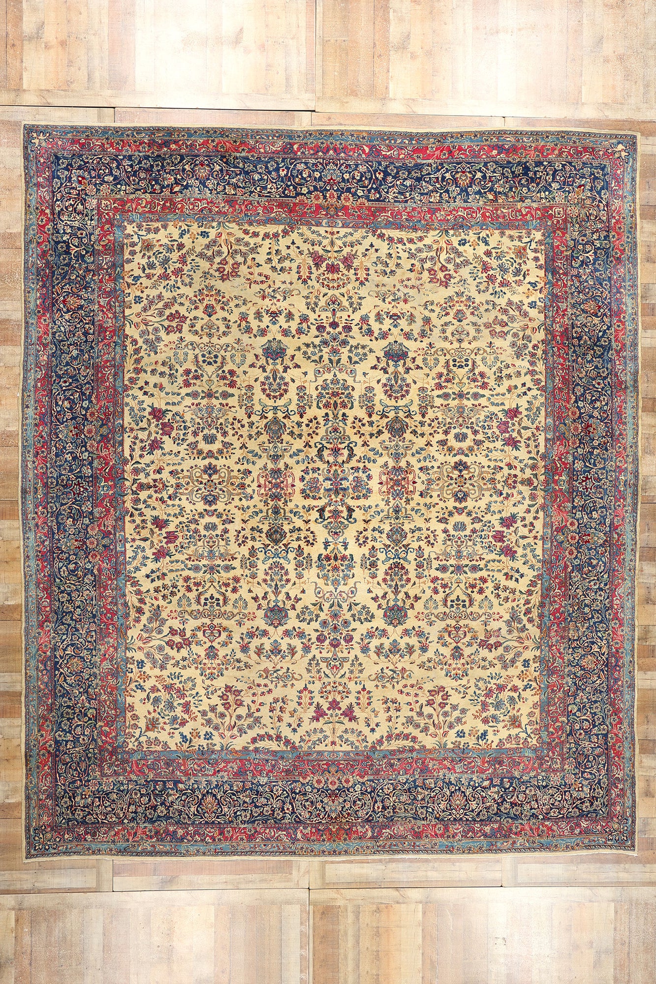 13 x 15 Antique Persian Kerman Rug 77377