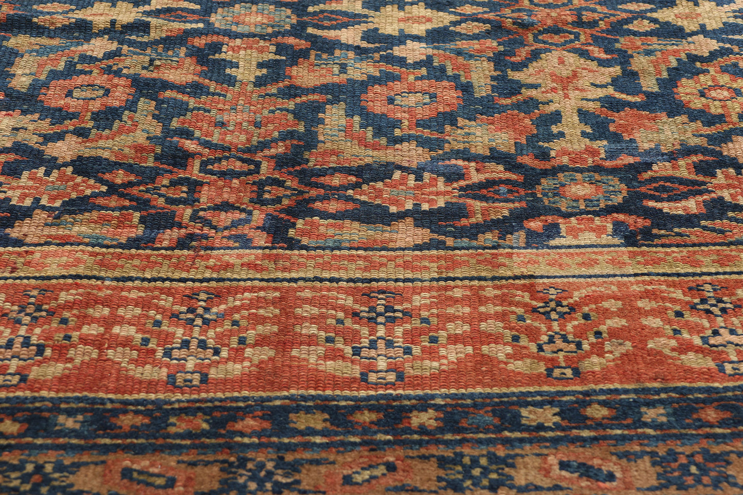 10 x 13 Antique Navy Blue Persian Kurdish Rug 51634