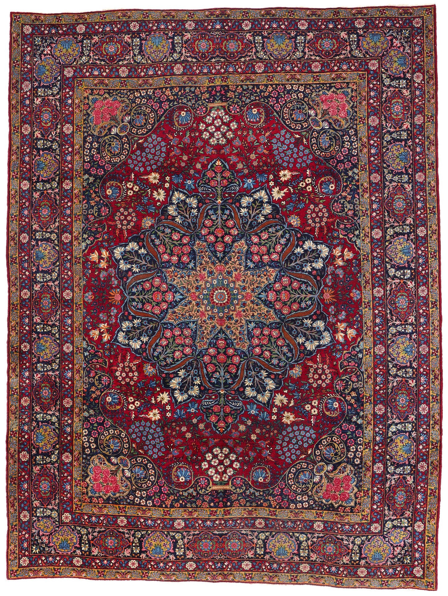 10 x 14 Antique Persian Yazd Rug 90028