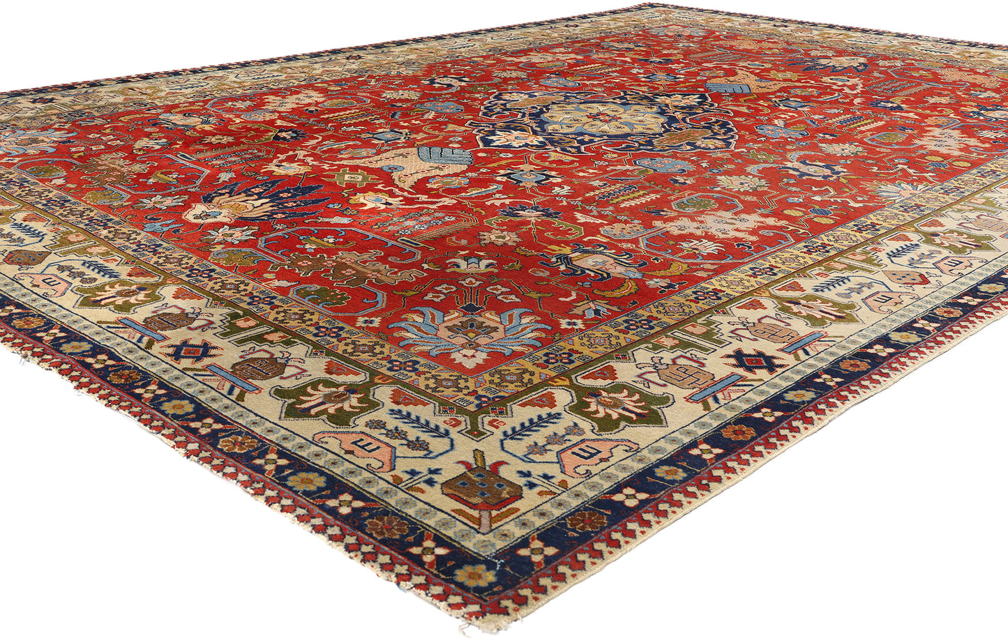 9 x 13 Antique Red Persian Tabriz Rug 78830