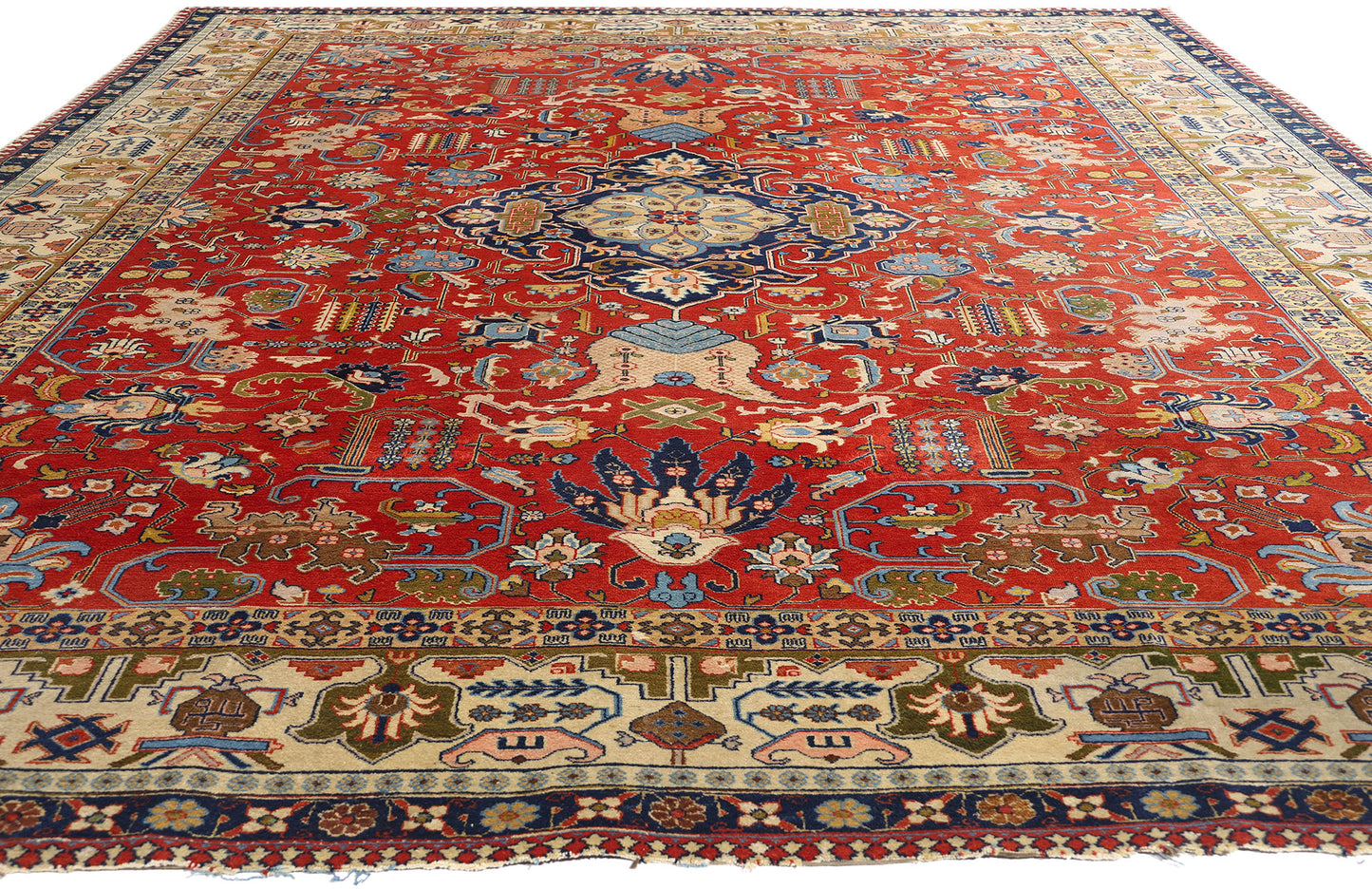 9 x 13 Antique Red Persian Tabriz Rug 78830