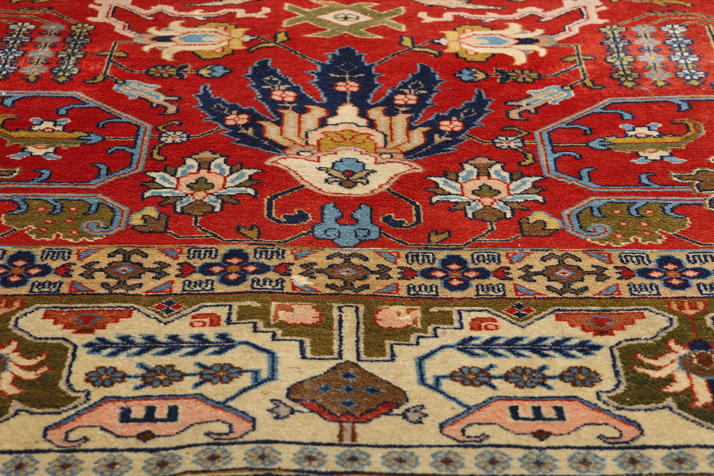 9 x 13 Antique Red Persian Tabriz Rug 78830