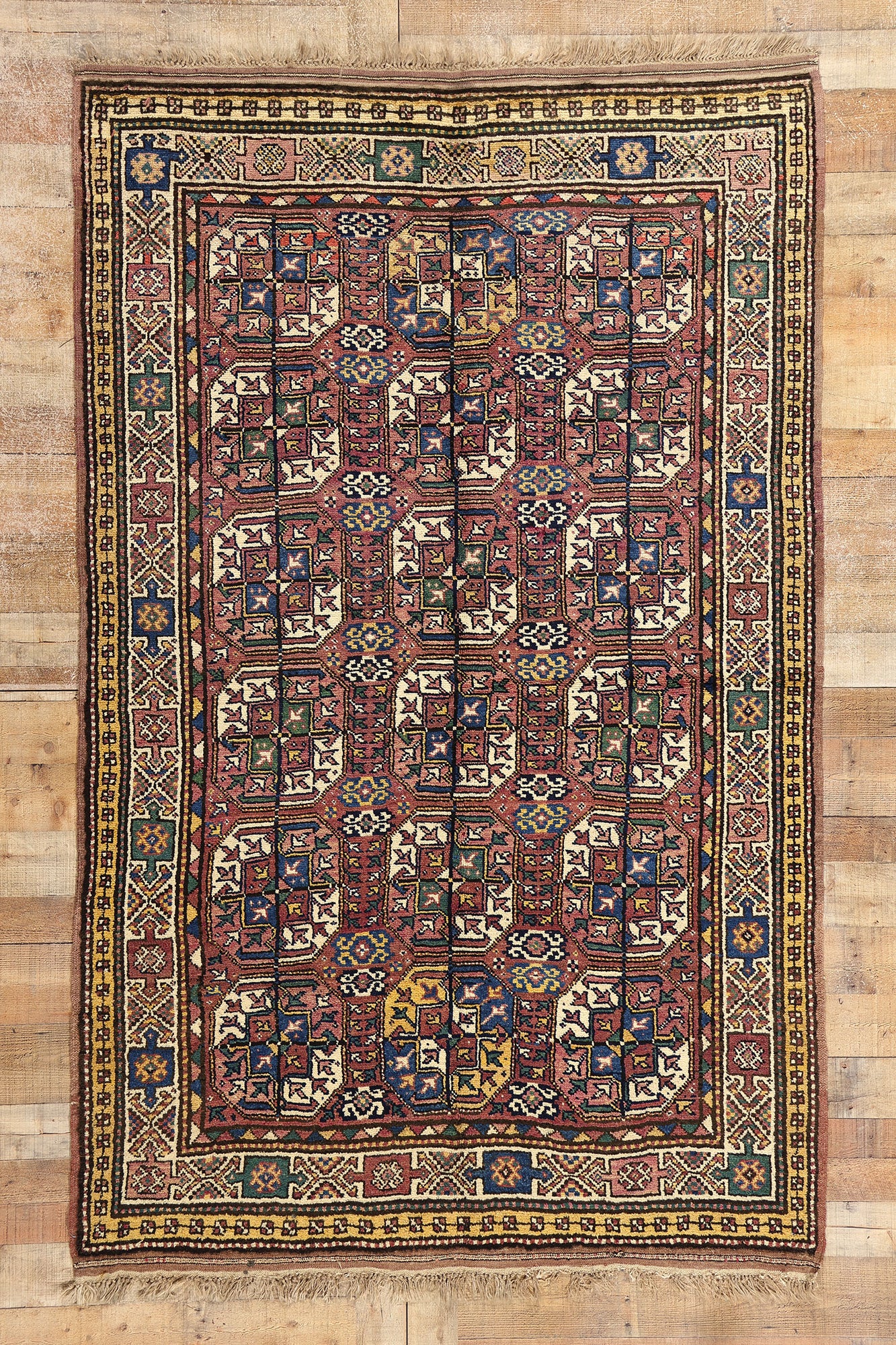 5 x 8 Antique Plum Caucasian Azerbaijan Tekke Rug 60892