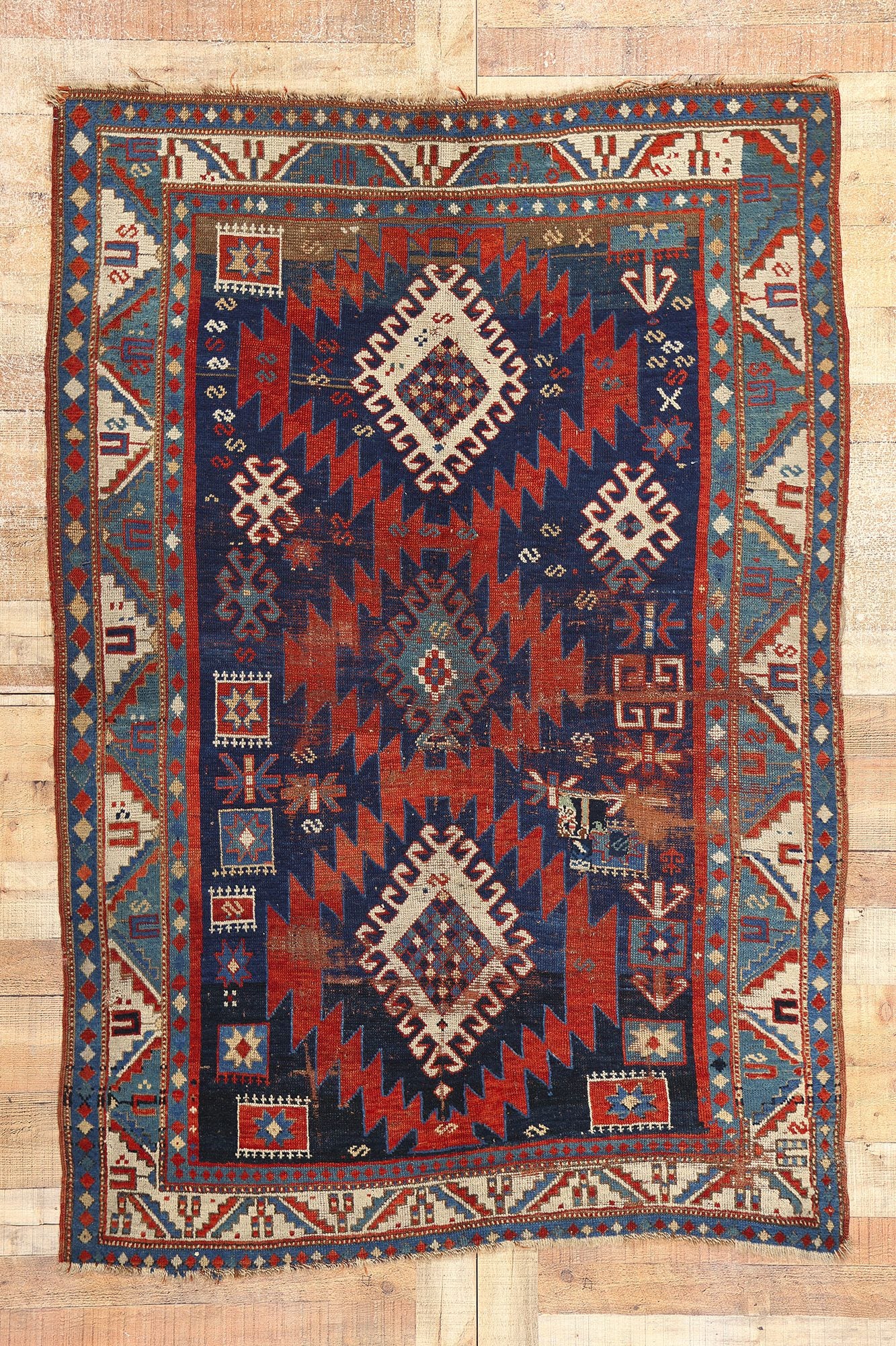 5 x 7 Antique Caucasian Kazak Rug 78210