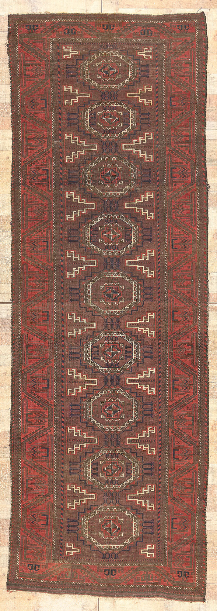4 x 12 Antique Turkoman Afghan Rug 78673