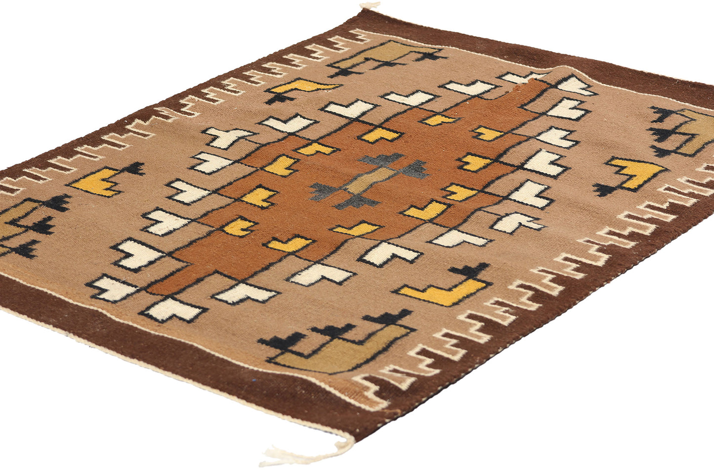 2 x 3 Antique Two Grey Hills Navajo Rug 78748