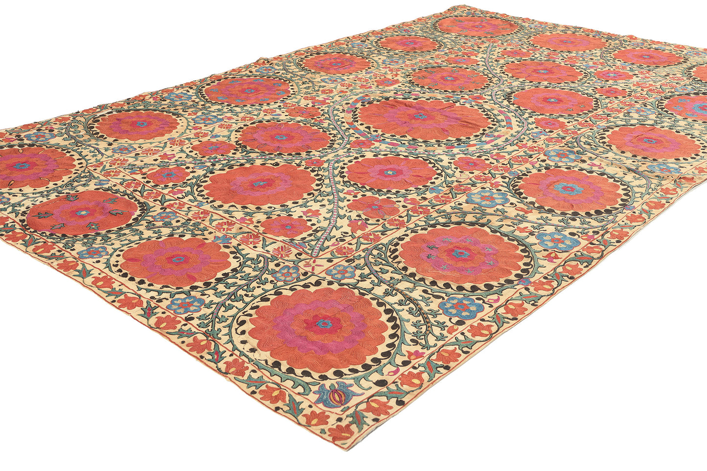 4 x 5 Antique Uzbek Suzani Tapestry 78199