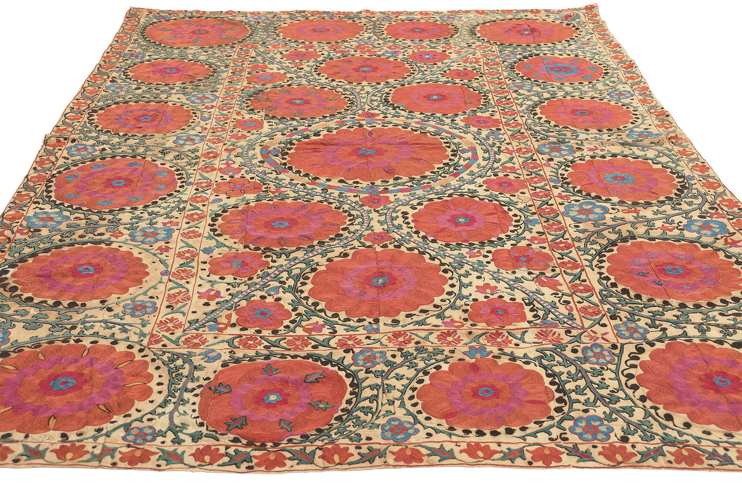 4 x 5 Antique Uzbek Suzani Tapestry 78199