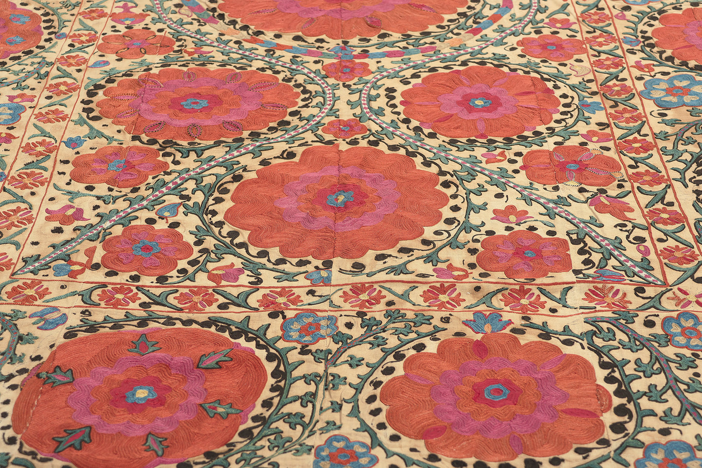 4 x 5 Antique Uzbek Suzani Tapestry 78199