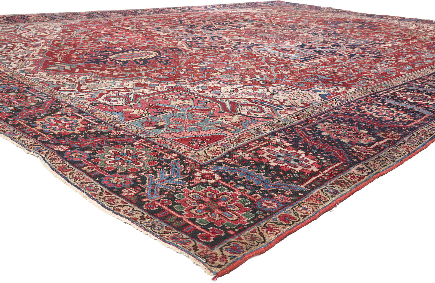 12 x 16 Antique-Worn Persian Heriz Rug 78657
