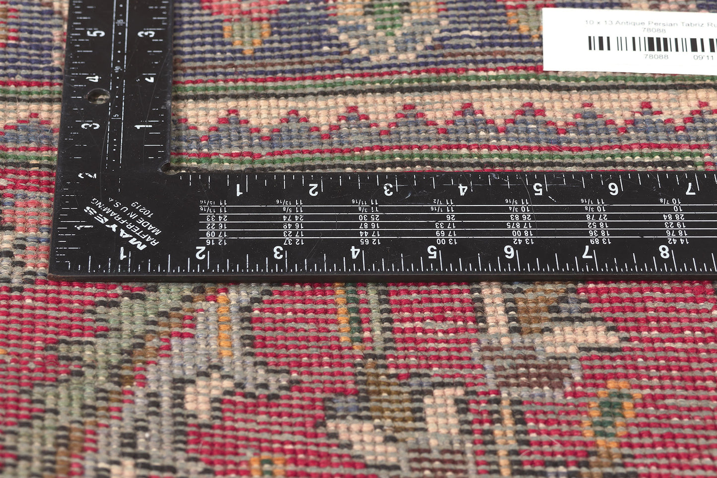 10 x 13 Antique-Worn Persian Tabriz Rug 78088