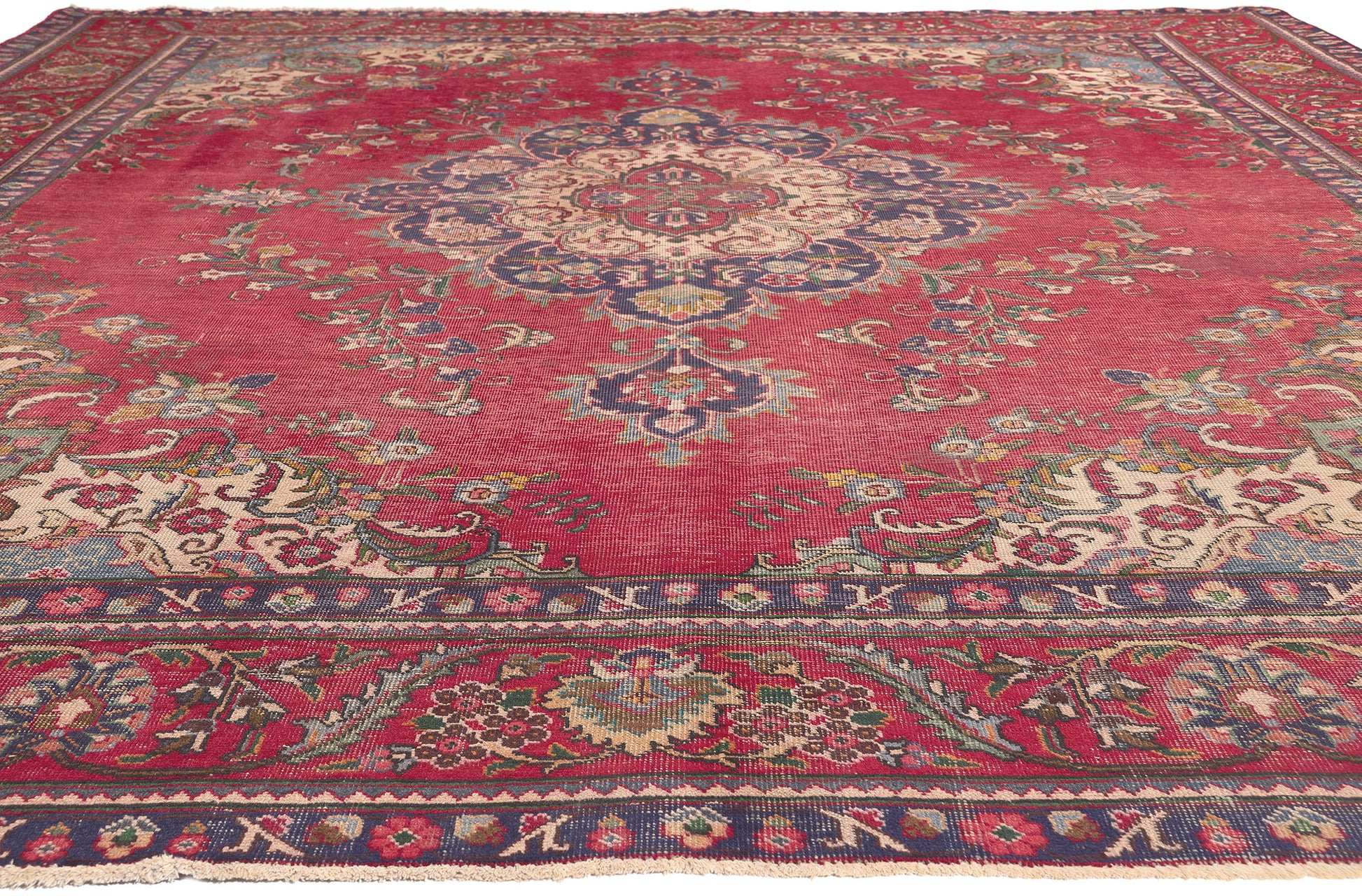 10 x 13 Antique-Worn Persian Tabriz Rug 78088