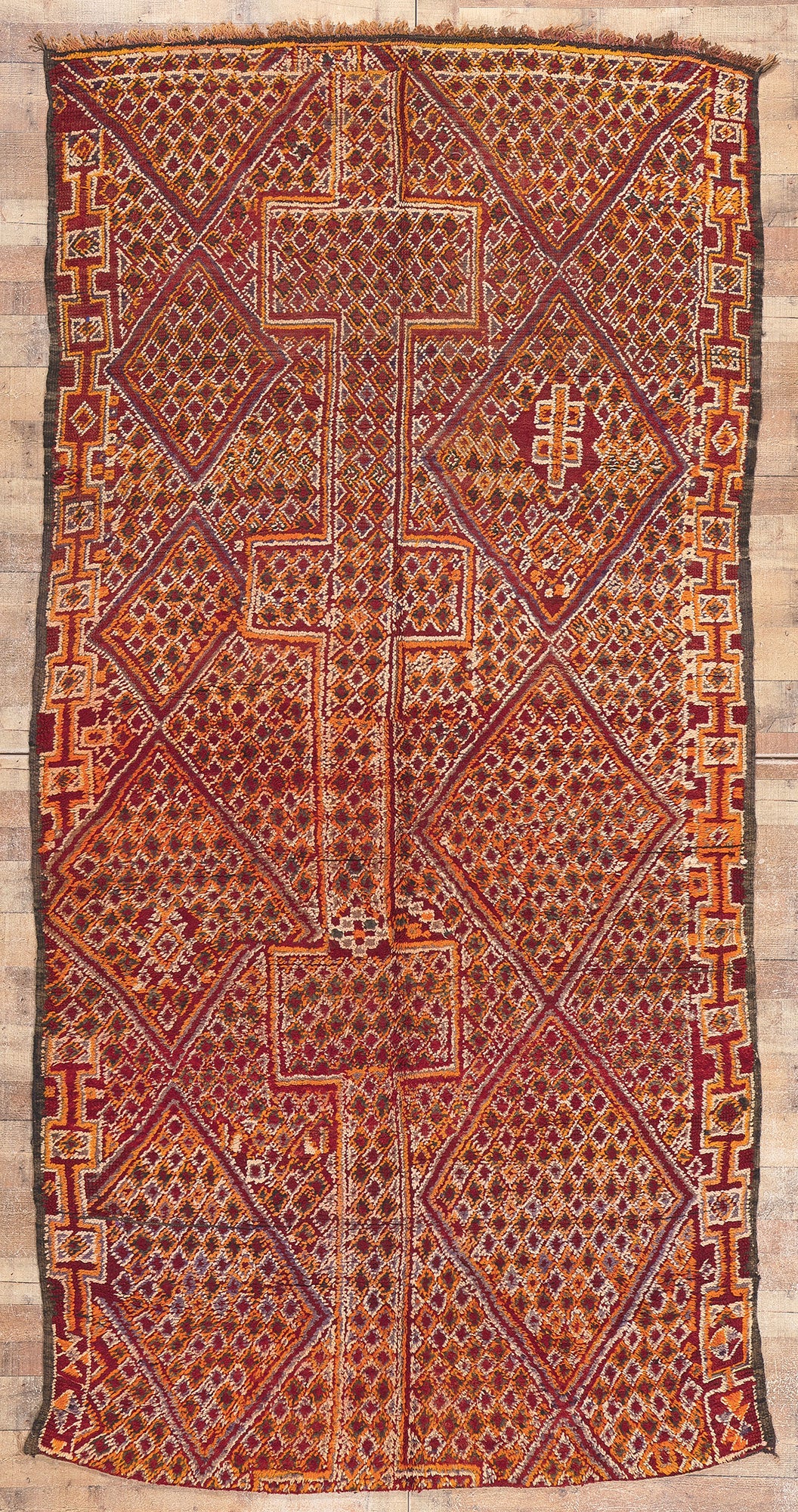 6 x 11 Vintage Orange Beni MGuild Moroccan Rug 21264