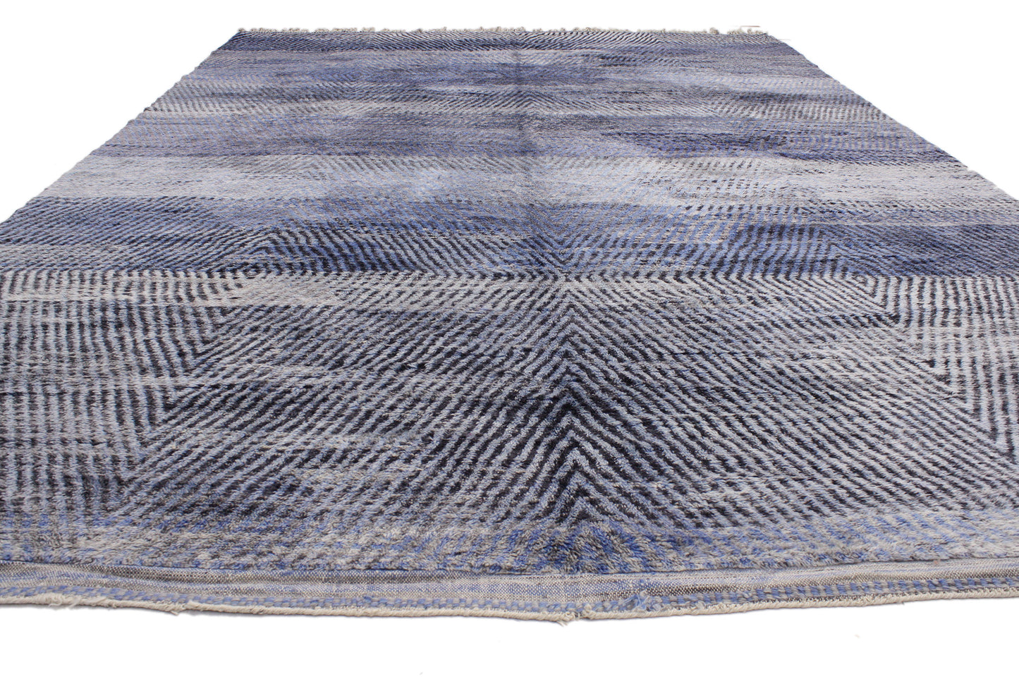 9 x 13 Modern Blue Beni Mrirt Moroccan Rug 20526