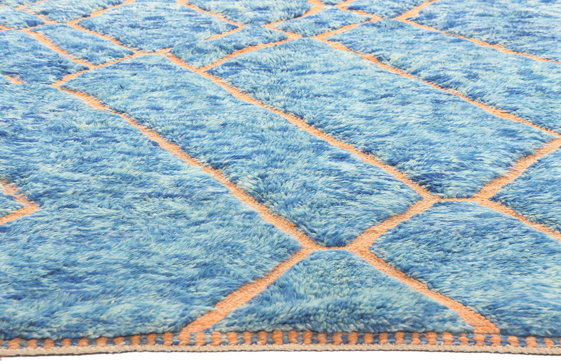 5 x 8 Modern Blue Beni Mrirt Moroccan Rug 21053