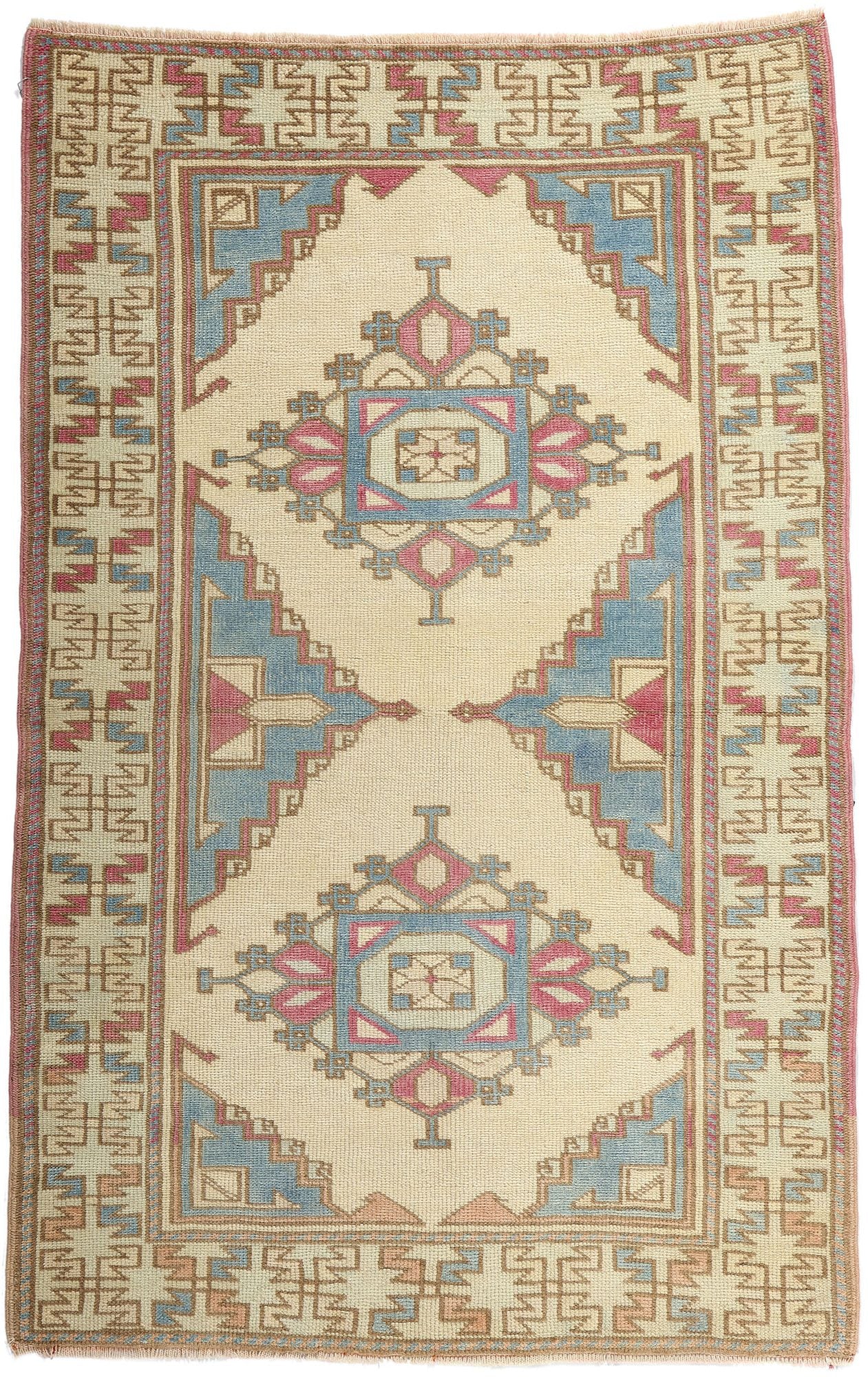 3 x 5 Vintage Blue Turkish Oushak Rug 53926