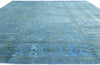 12 x 15 Hand-Carved Textured Blue Overdyed Rug 80935