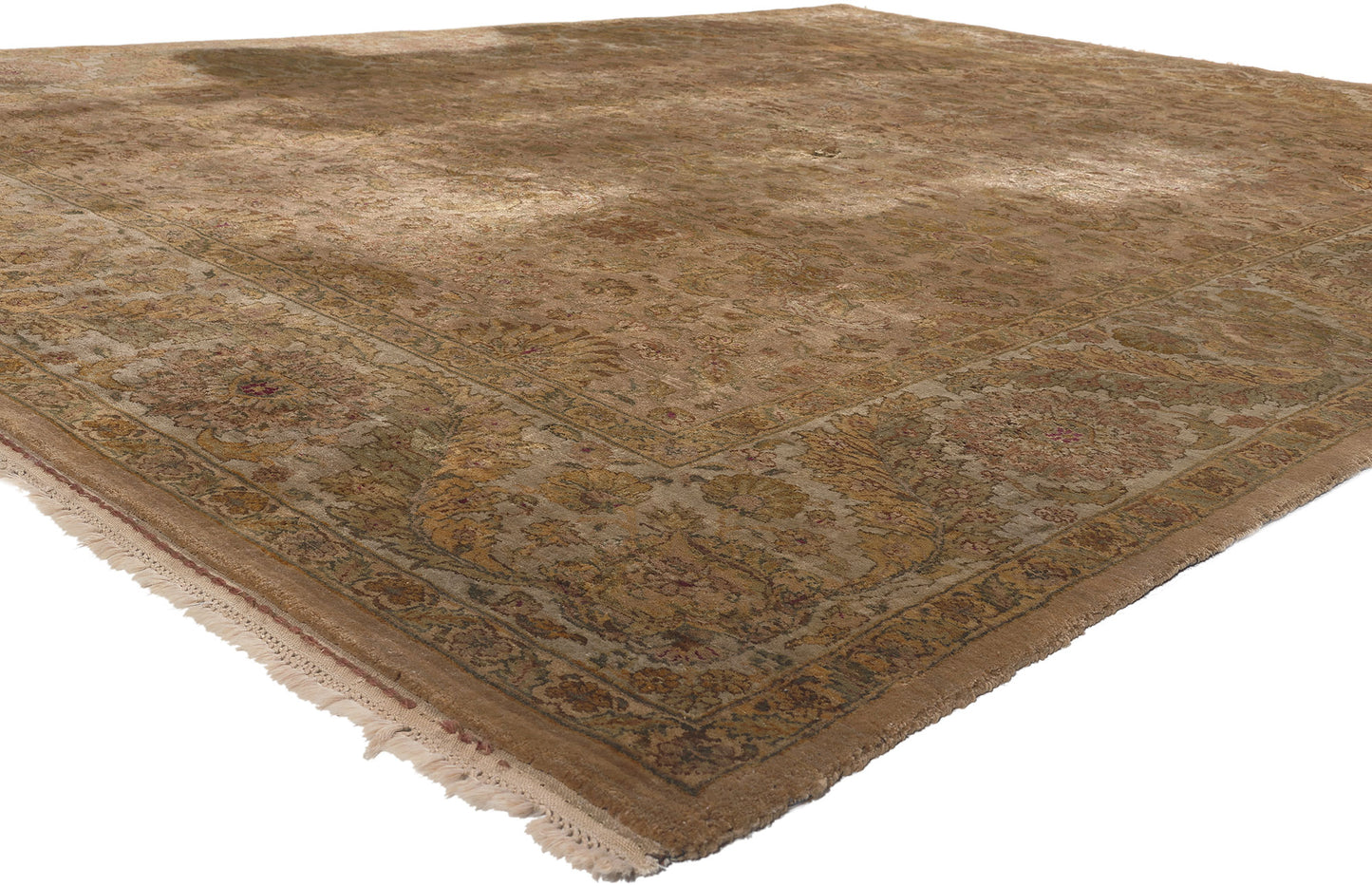 9 x 12 Earth-Tone Vintage Brown Indian Rug 78625