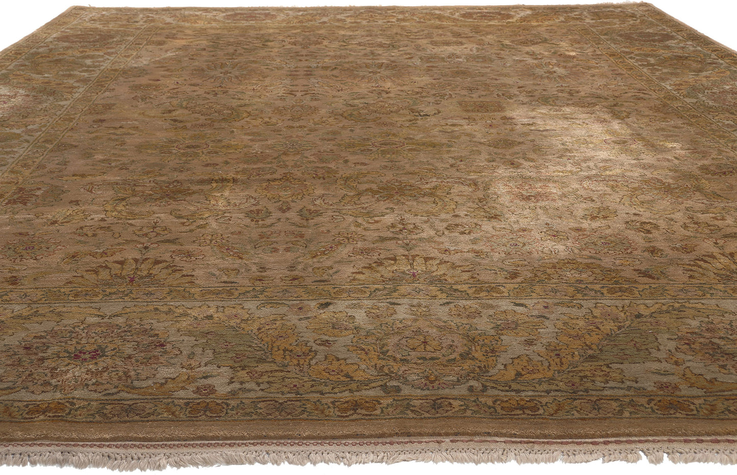 9 x 12 Earth-Tone Vintage Brown Indian Rug 78625