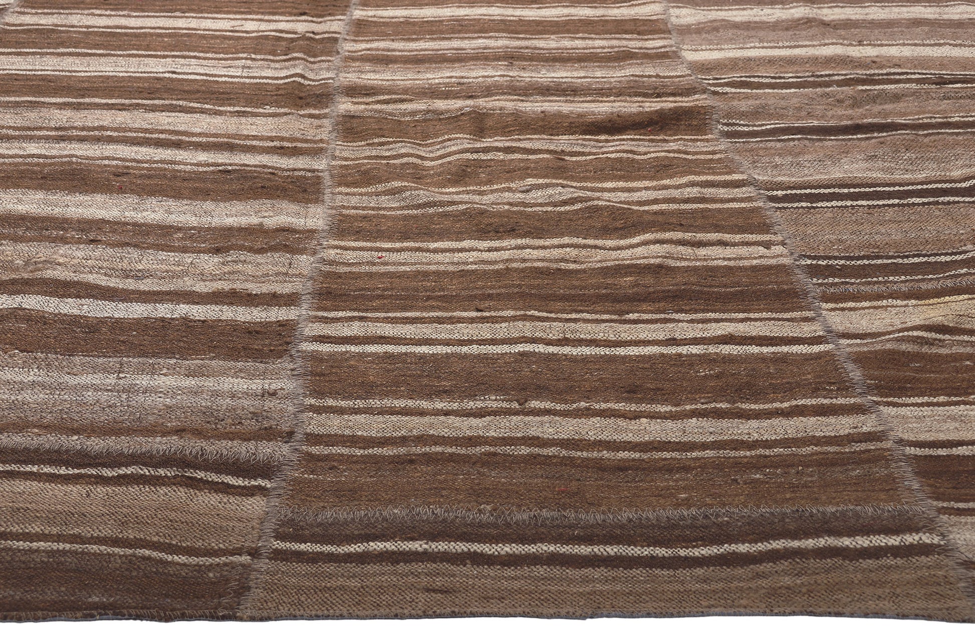 10 x 14 Brown Vintage Turkish Striped Kilim Rug 60632