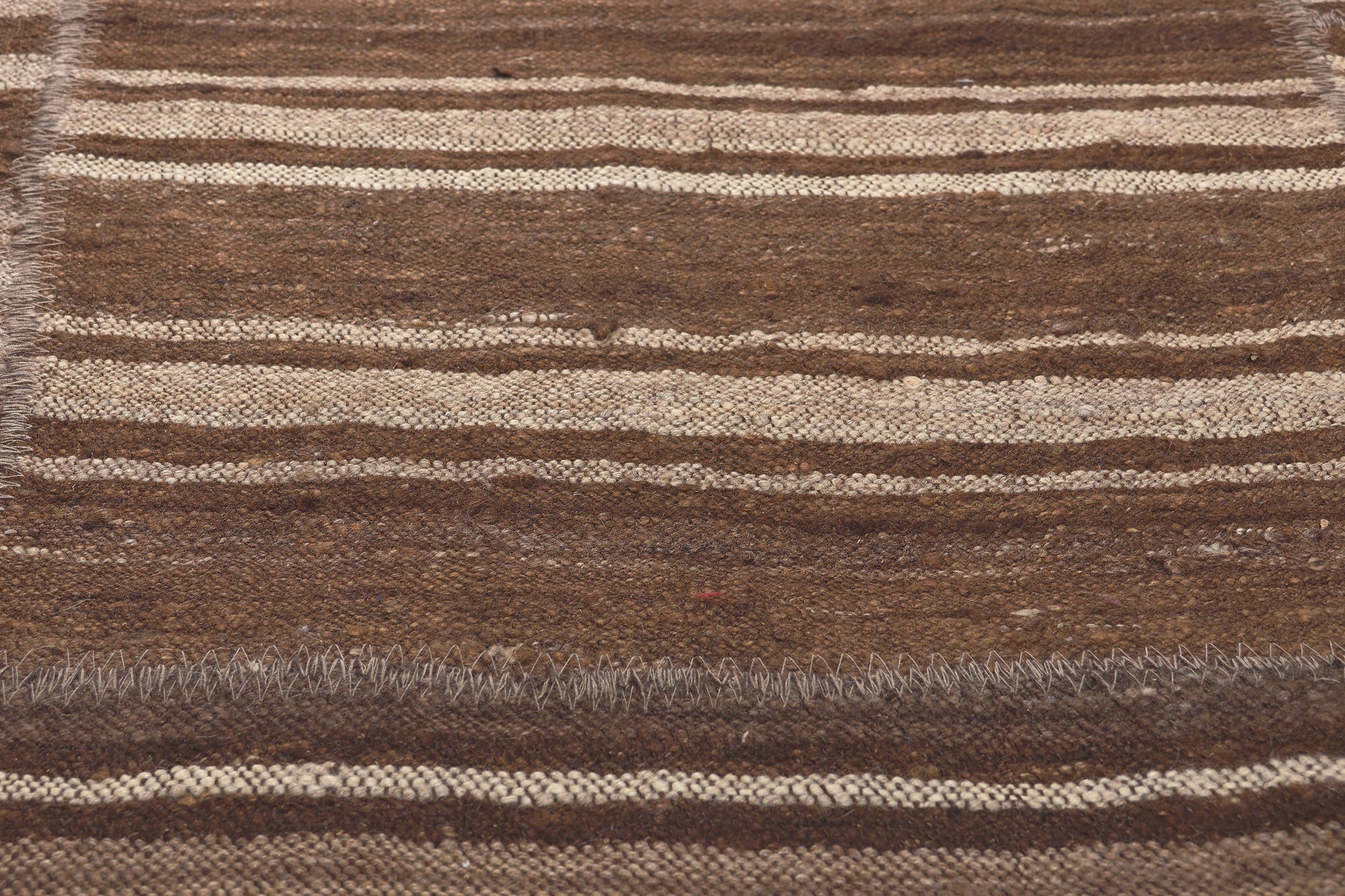 10 x 14 Brown Vintage Turkish Striped Kilim Rug 60632