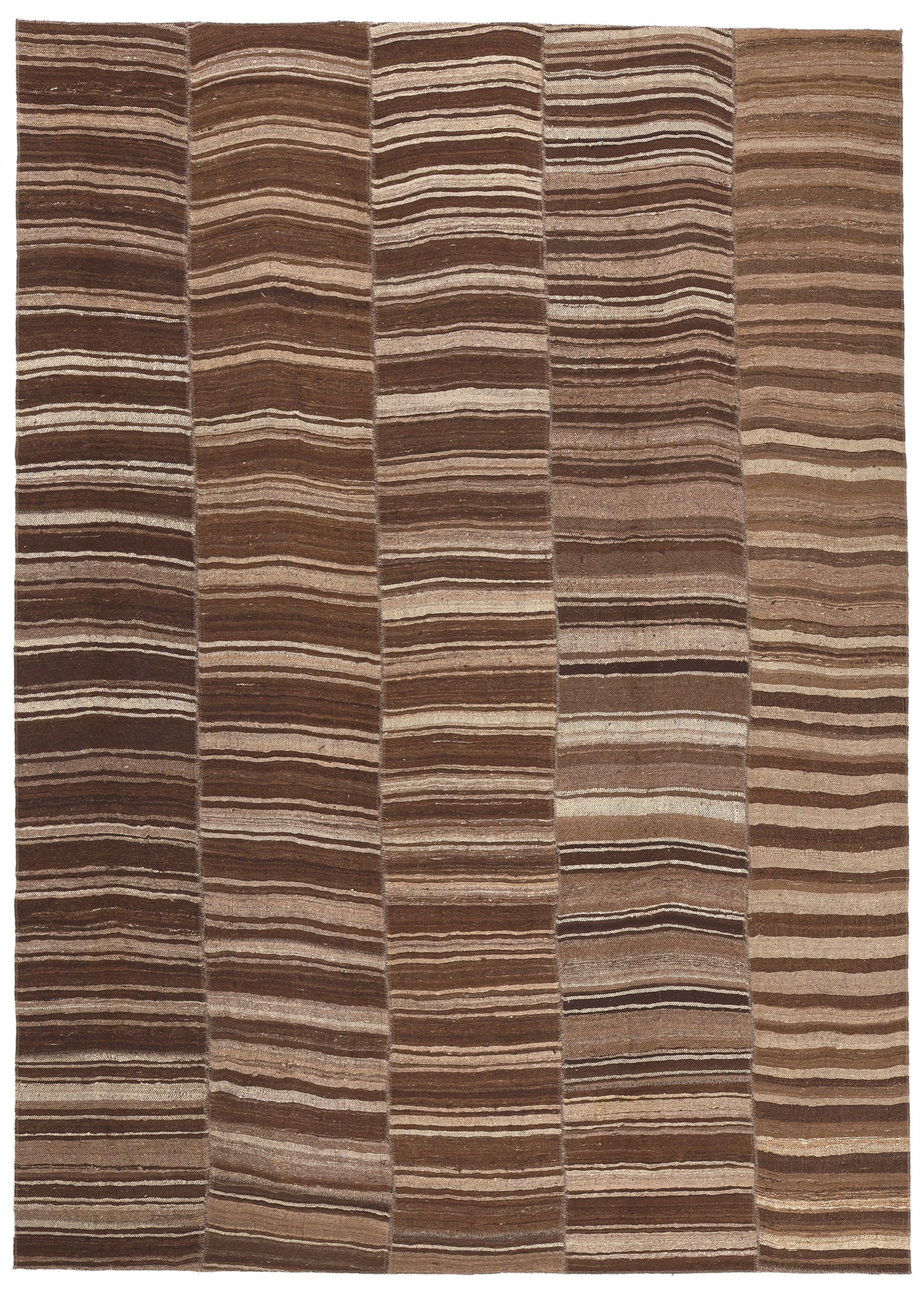 10 x 14 Brown Vintage Turkish Striped Kilim Rug 60632