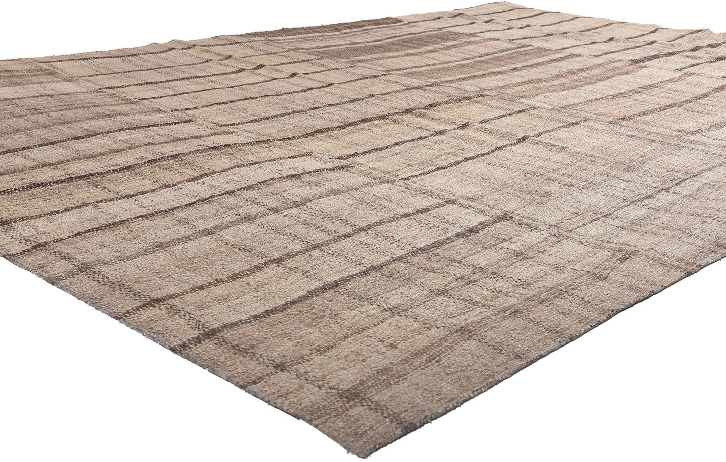 10 x 7 Brown Vintage Striped Turkish Kilim Rug 60637