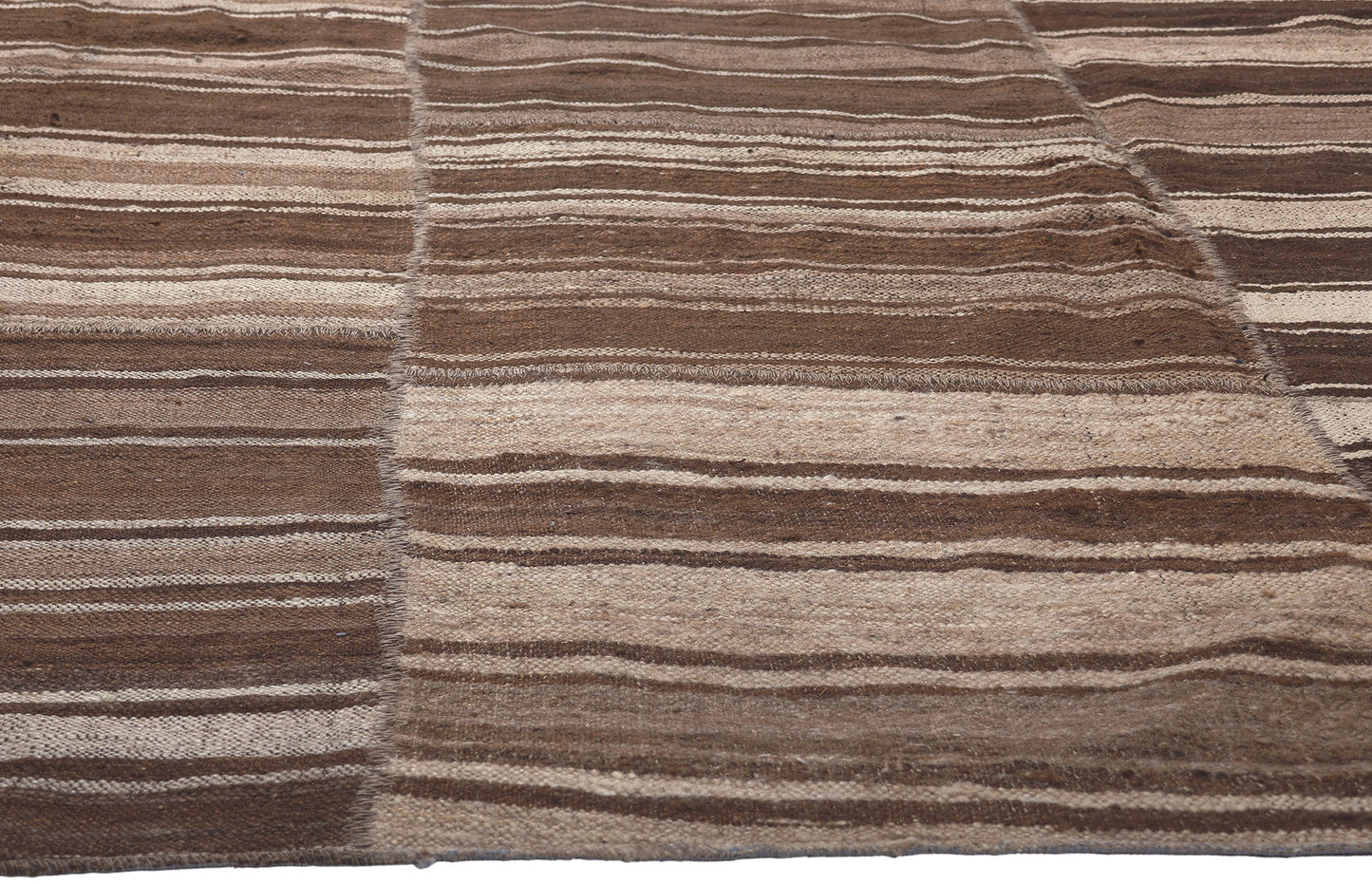10 x 9 Brown Vintage Striped Turkish Kilim Rug 60634