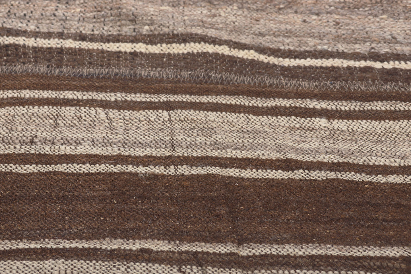 11 x 14 Brown Vintage Striped Turkish Kilim Rug 60633