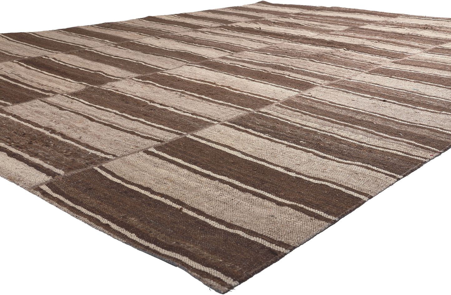 9 x 11 Brown Vintage Striped Turkish Kilim Rug 60638