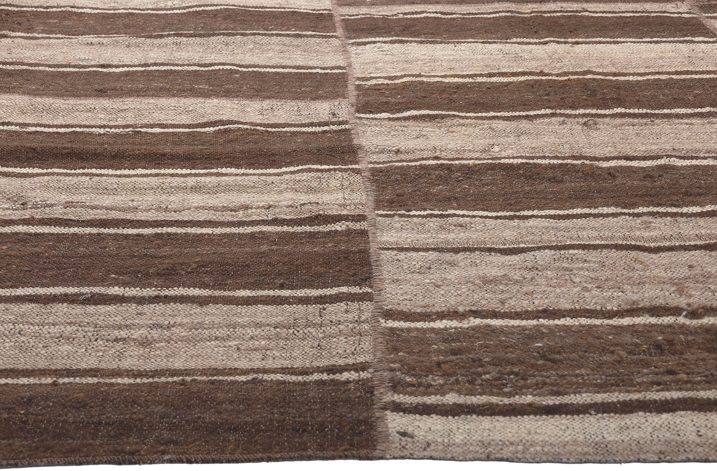 9 x 11 Brown Vintage Striped Turkish Kilim Rug 60638