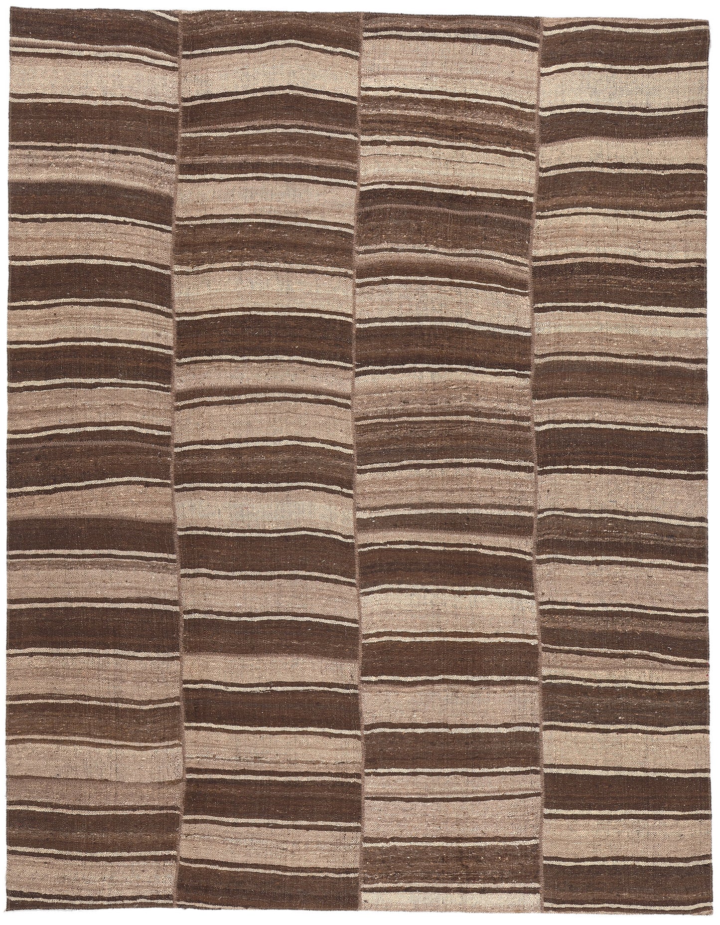 9 x 11 Brown Vintage Striped Turkish Kilim Rug 60638