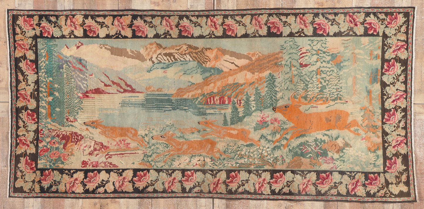 5 x 9 Vintage Caucasian Karabagh Pictorial Rug 78707