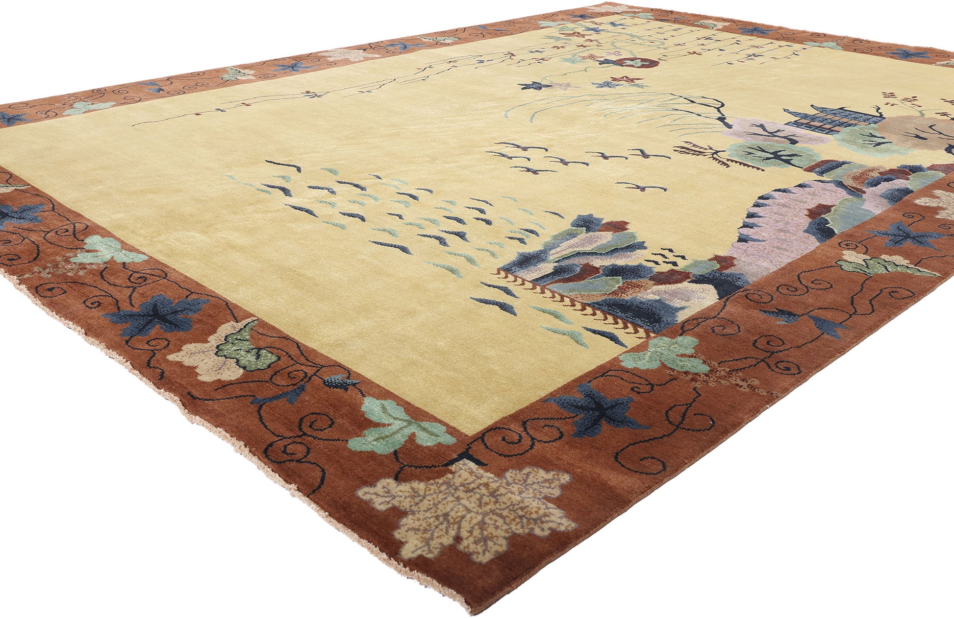 9 x 12 Modern Chinese Art Deco Pictorial Rug 31320